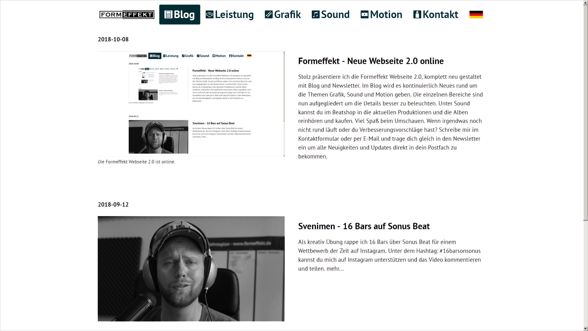 Formeffekt - Webseite 2.0 update